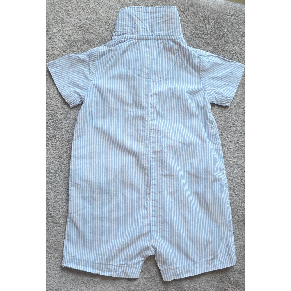 Just One You by Carters Baby Boy Blue White Striped Bunny Romper 9M 1N522010 - Picture 3 of 6
